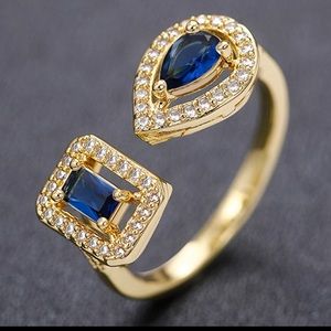Gold blue ring